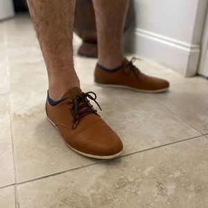 Brown oxfords w white/navy soles